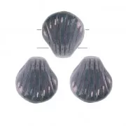 Conchiglie in vetro di Boemia Shell Beads 2 fori 8mm Opaque Luster Amethyst x20