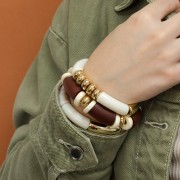 Perla rotonda in ceramica Heishi 15 mm petrolio iridescente x1