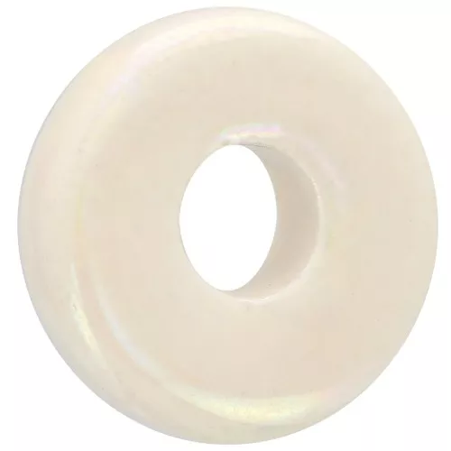 Perla rotonda in ceramica Heishi 15 mm Crema iridescente x1