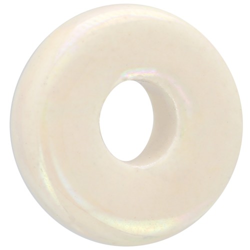 Rondel in ceramica mm. 15 Crema iridato