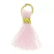 Pompon in finto cotone per gioielli fai da te 10 mm - Rosa con chiusura dorata x1