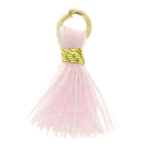 Pompon in finto cotone per gioielli fai da te 10 mm - Rosa con chiusura dorata x1
