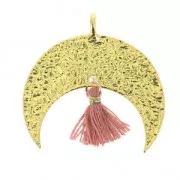 Pompon in finto cotone per gioielli fai da te 10 mm - Rosa con chiusura dorata x1