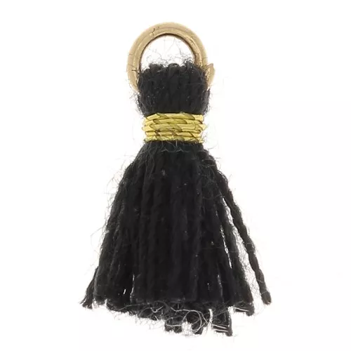 Nappina simil-cotone per creazioni DIY 12 mm Nero con attacco dorato x1