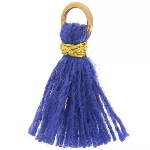 Nappina simil-cotone per creazioni DIY 12mm Blu zaffiro con attacco dorato x1
