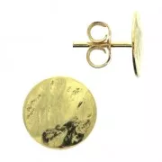 Orecchini con base martellata 10 mm per creazione di bijoux Dorato con oro fino x2