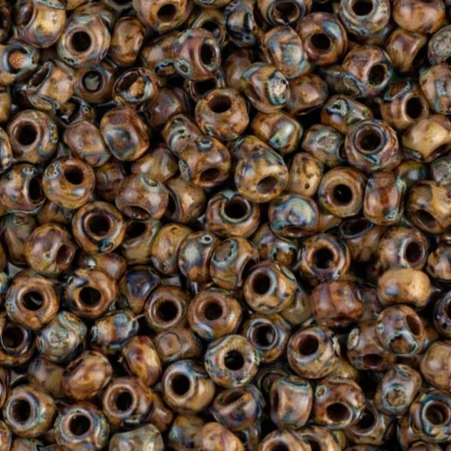Rocaille Miyuki 6/0 4517 - Opaque Brown Picasso x8g