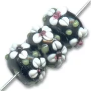 Tonde schiacciate mm. 13 Jet/Opaque White x4