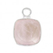 Pendente quadrato sfaccettato 7 mm castone Argento 925 / Quarzo rosa x1|raw }}