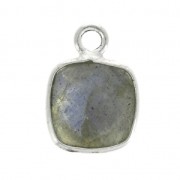 Pendente quadrato sfaccettato 7 mm castone Argento 925 / Labradorite x1