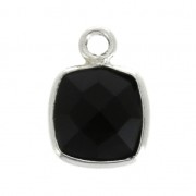 Pendente quadrato sfaccettato 7 mm castone Argento 925 / Black Onyx x1|raw }}