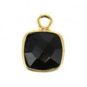 Pendente quadrato sfaccettato 7 mm castone Argento 925 Placcato Black Onyx x1