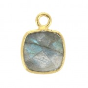 Pendente quadrato sfaccettato 7 mm castone Argento 925 placcato  Labradorite x1|raw }}