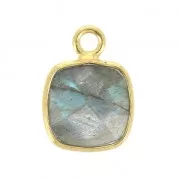 Pendente quadrato sfaccettato 7 mm castone Argento 925 placcato  Labradorite x1