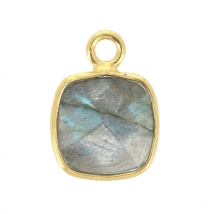 Pendente quadrato sfaccettato 7 mm castone Argento 925 placcato  Labradorite x1