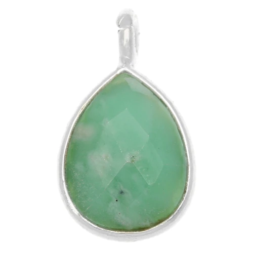 Pendente goccia 6x8mm castone Argento 925 / Crisoprasio x1