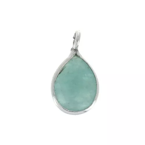 Pendente  goccia 6x8mm castone Argento 925 / Amazonite x1