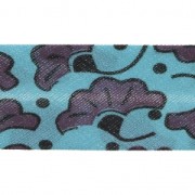 Sbieco in policotone stile wax 20mm - Bamako Fleurs de mariage Violet / Bleu x 1m