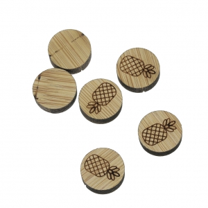 Mini cabochon di legno laser cut - Ananas da decorare e colorare - 11.6 mm x1