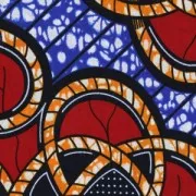 Tessuto Wax - Touba - Blu/Rosso x10cm