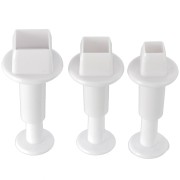 3 formine con pistone per pasta polimerica -  Quadrato 7-9.5-12.5 mm