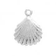Ciondolo/Pendente conchiglia per la creazione di bijoux DIY 13x18 mm Argentato x1