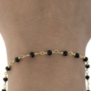 Catena con perle sfaccettate in vetro 3.50 mm Dorato / Nero x50cm