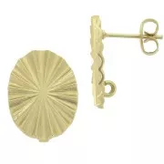 Orecchini ovali effetto pieghettato con anellino 13x18 mm Dorato satinato x2