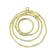 Pendente cerchio irregolare scanalato per bijoux DIY 30 mm Dorato con oro fino x1|raw }}