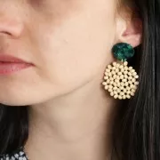 Ciondolo conchiglia in acetato di cellulosa 21 mm Verde/nero x1