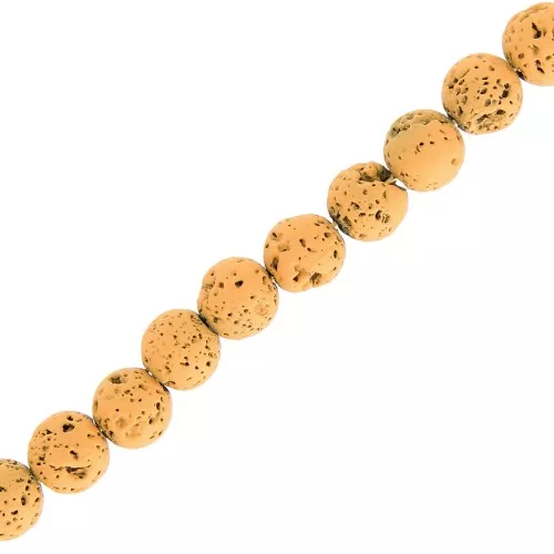 Perline 6 mm Pietra di lava dipinte - Ocra x15