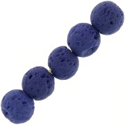 Perline 6 mm in pietra di lava dipinte - Blu scuro x15|raw }}