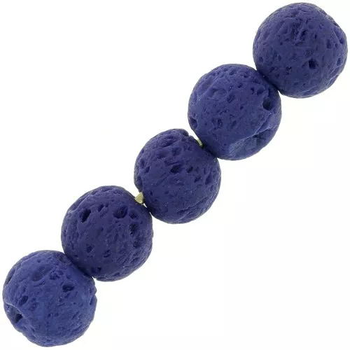 Perline 6 mm in pietra di lava dipinte - Blu scuro x15