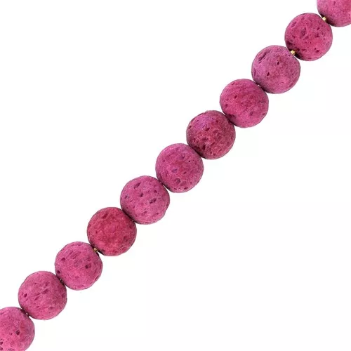 Perline 6 mm in pietra di lava dipinte - Lampone  x15