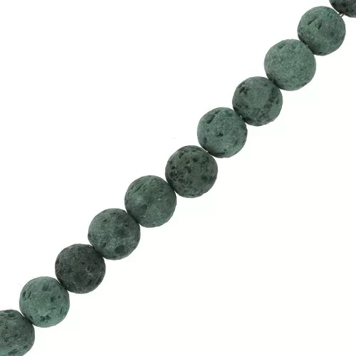 Perline 6 mm in pietra di lava dipinte - Verde scuro x15