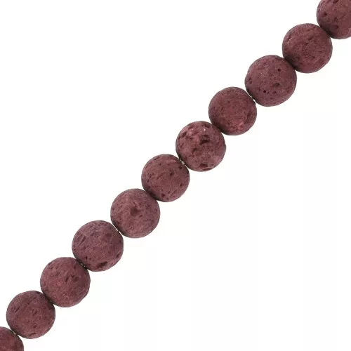 Perline 6 mm in pietra di lava dipinte - Rosso scuro x15