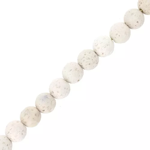 Perline 6 mm in pietra di lava dipinte - Bianco x15