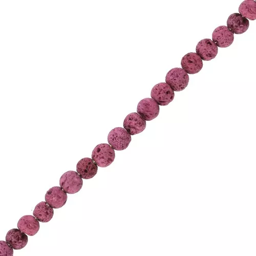 Perline 4.5 mm in pietra di lava dipinte - Lampone x20
