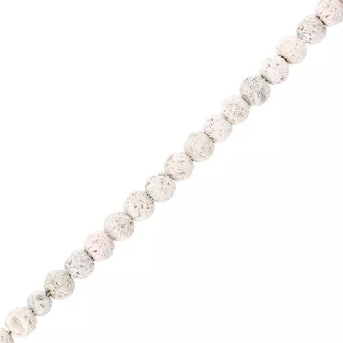 Perline 4 mm in pietra di lava dipinte - Bianco x20