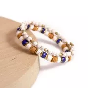 Perline 4 mm in pietra di lava dipinte - Bianco x20