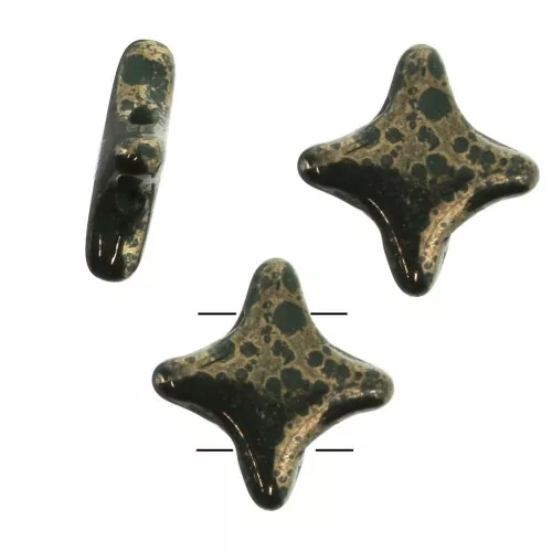 Perline di vetro Star Bead Perles & Co 11x11 mm Opaque Verde Abete Bronzo x30