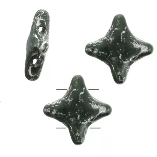 Perline di vetro Star Bead Perles & Co 11x11 mm Opaque Verde Abete Picasso x30