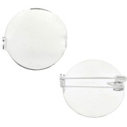Spilla per cabochon retro piatto 26 mm - Placcatura argento fino x1