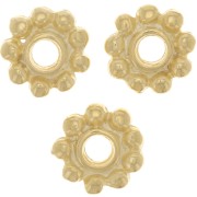 Perle rondelle fiore 10 mm -Dorato con oro fino x5