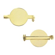 Spilla per cabochon retro piatto 16 mm - Dorato con oro fino x1|raw }}