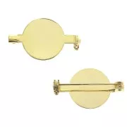 Spilla per cabochon retro piatto 16 mm - Dorato con oro fino x1