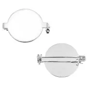 Spilla per cabochon retro piatto 20 mm - Placcatura argento fino x1