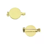 Spilla per cabochon retro piatto 13 mm - Dorato con oro fino x1