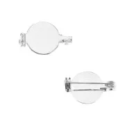 Spilla per cabochon retro piatto 13 mm - Placcatura argento fino x1
