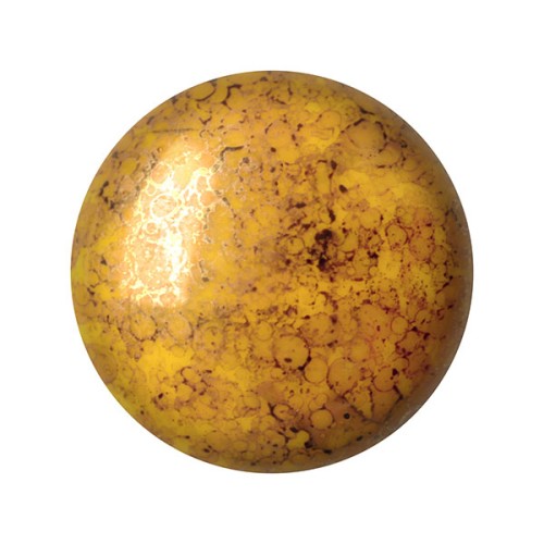Cabochon di vetro di Puca® 18 mm Opaque Jonquil  Bronzo x 1